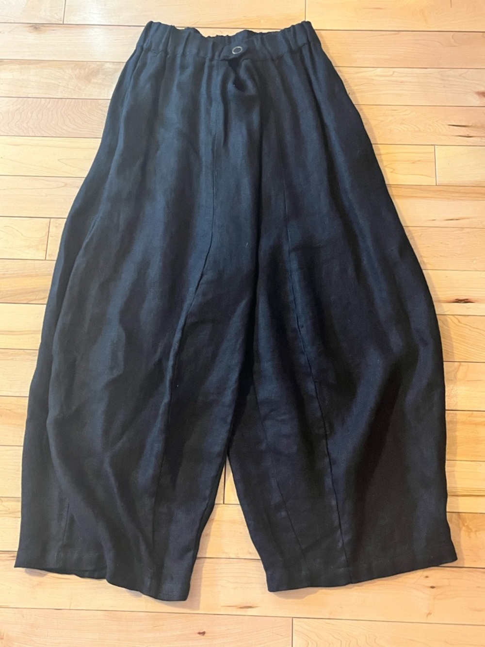 Shack Incorporated Wide Leg Black 100% Linen Pants Adjustable Waist size small